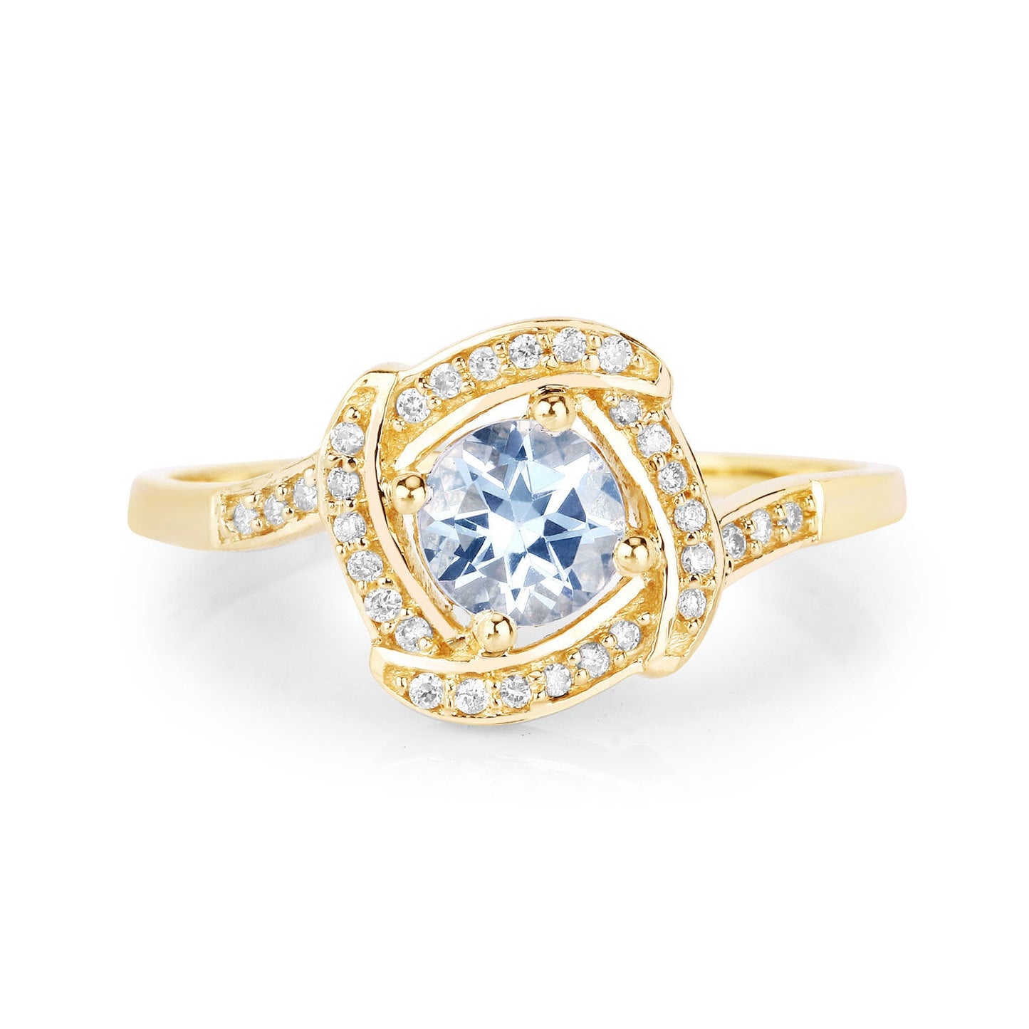 0.46 Carat Aquamarine and Diamond 14K Yellow Gold Engagement Ring