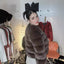 Elegant Faux Fur Patchwork Overcoat