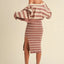 Ensemble de Cardigan Court Rayé et Robe Bodycon