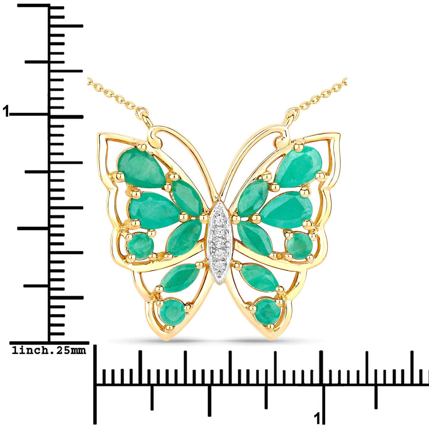 Collar de Esmeralda Genuina de 2.60 Quilates y Circonita Blanca en Plata de Ley