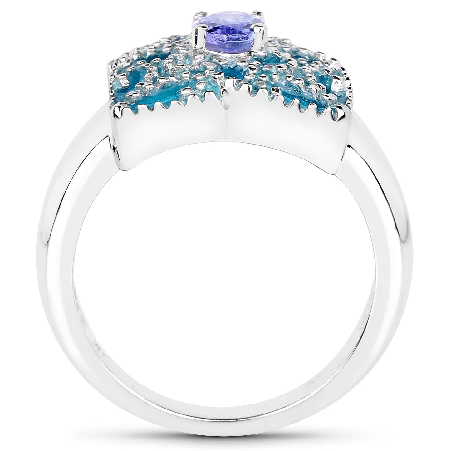 0.44 Carat Genuine Tanzanite Sterling Silver Engagement Ring