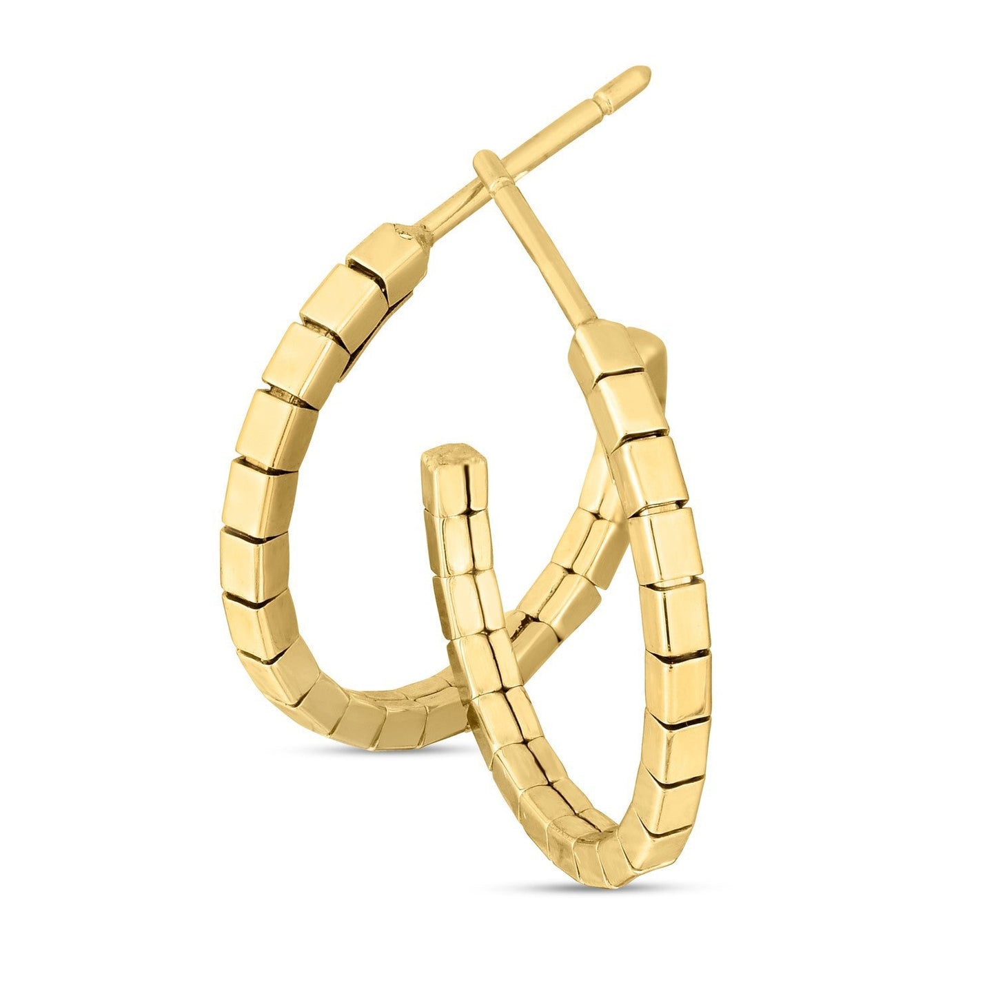 Boucles d'oreilles Omega en or jaune 14 carats en brique