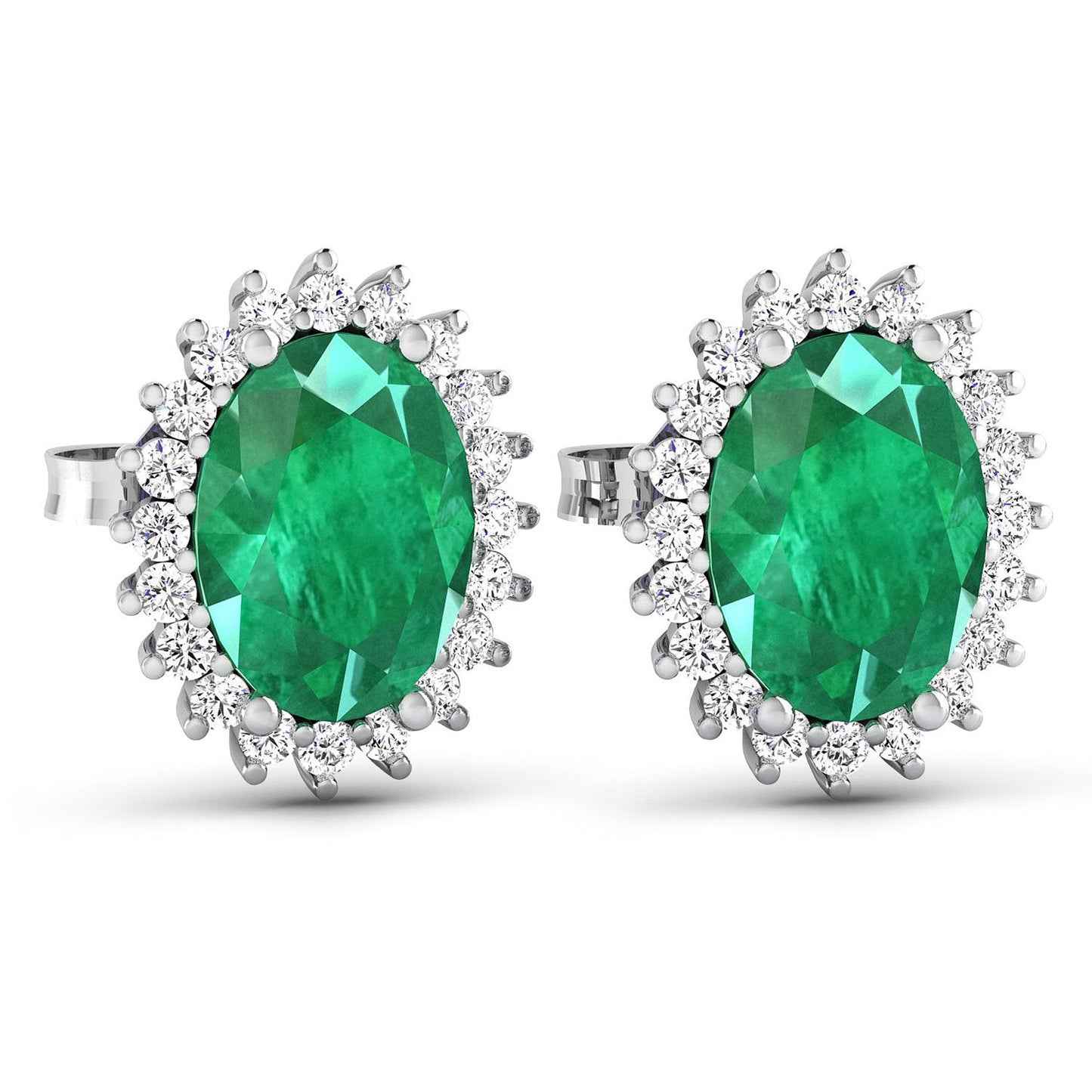 Pendientes de Esmeralda Zambiana y Diamantes Blancos de 2.66 Quilates