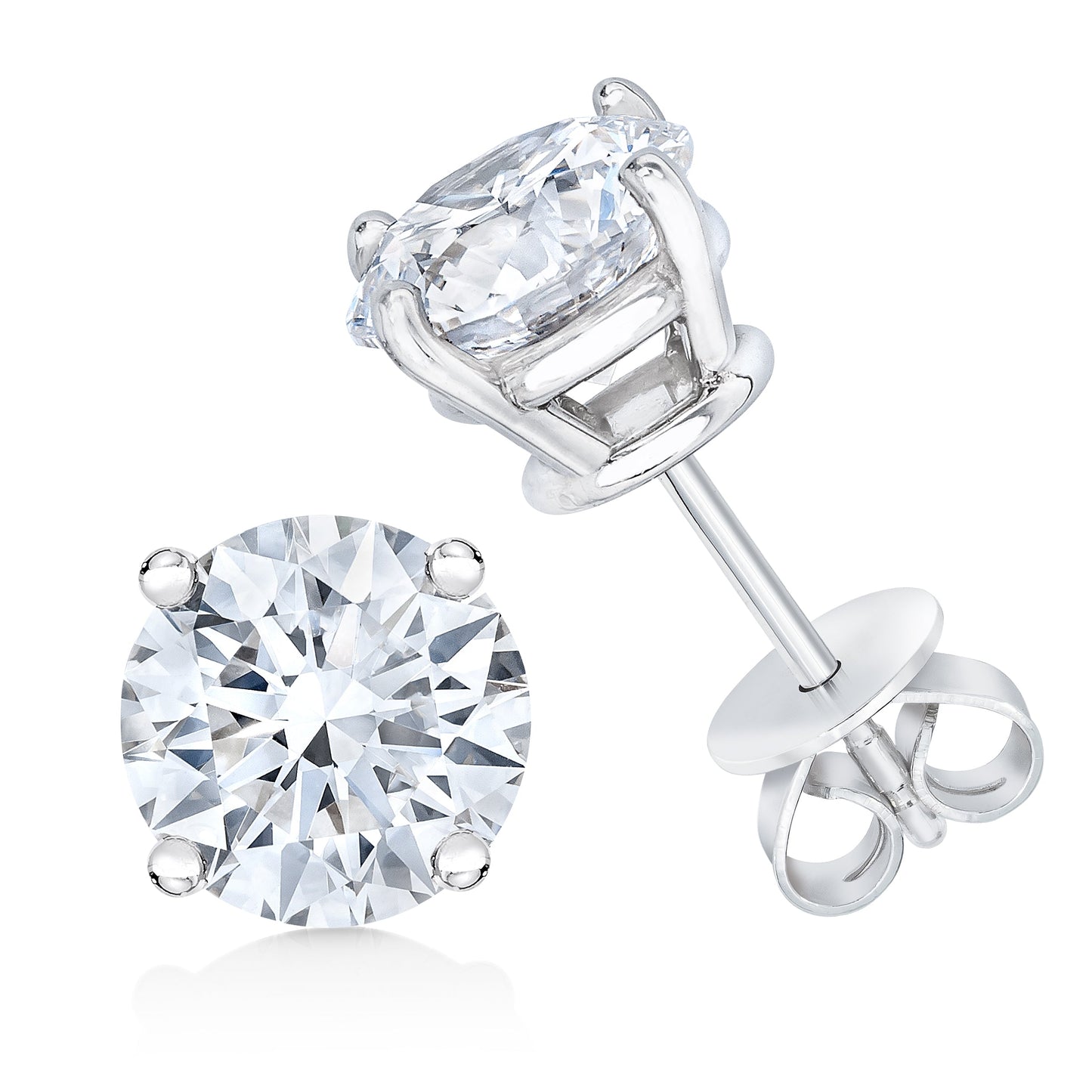 Pendientes de diamantes de 1.0 Cttw en oro blanco de 14K certificados por AGS