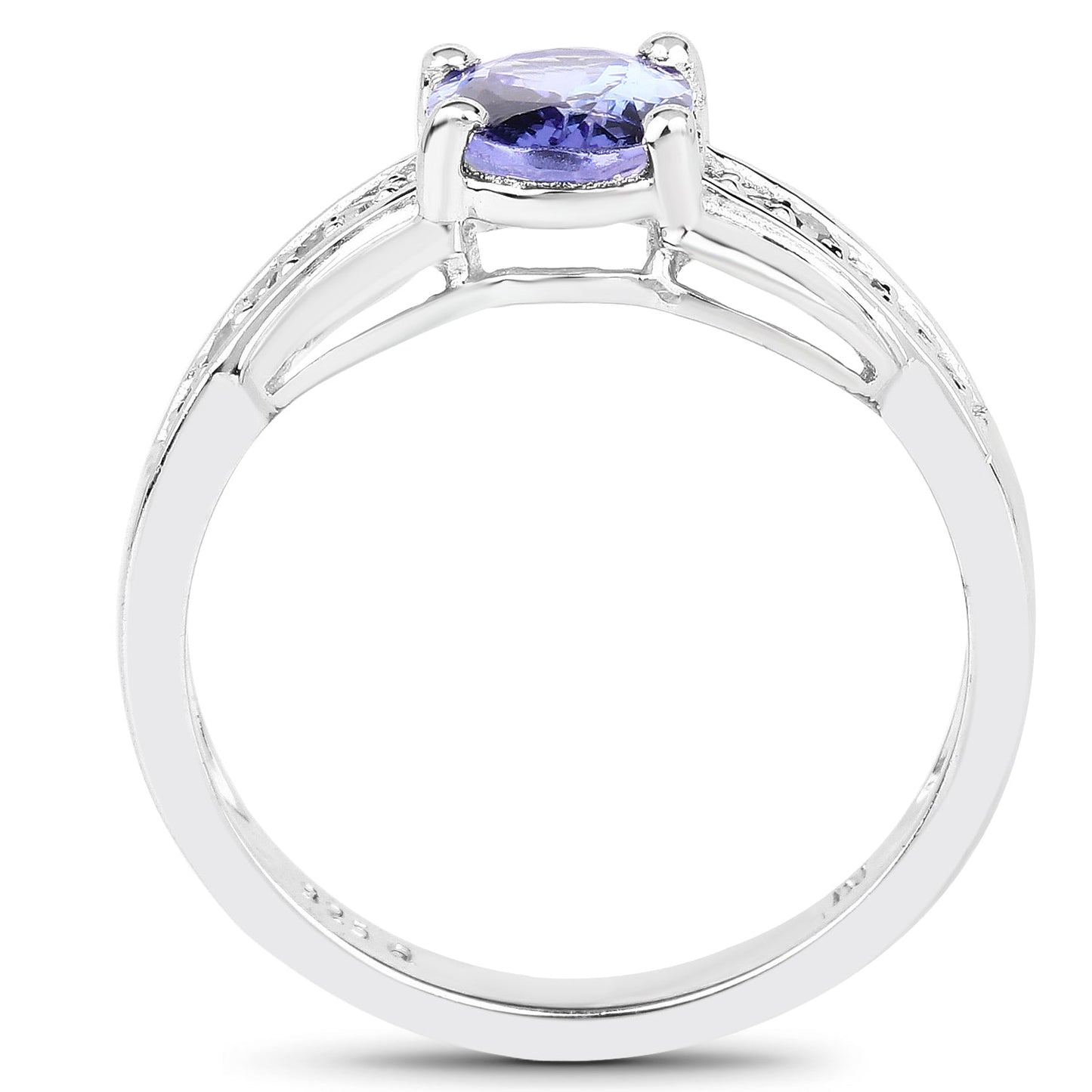 Anillo de plata esterlina con tanzanita genuina de 1.27 quilates y diamantes