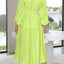 Elegant Lightweight Deep V-Neck Balloon Sleeve Maxi Dress