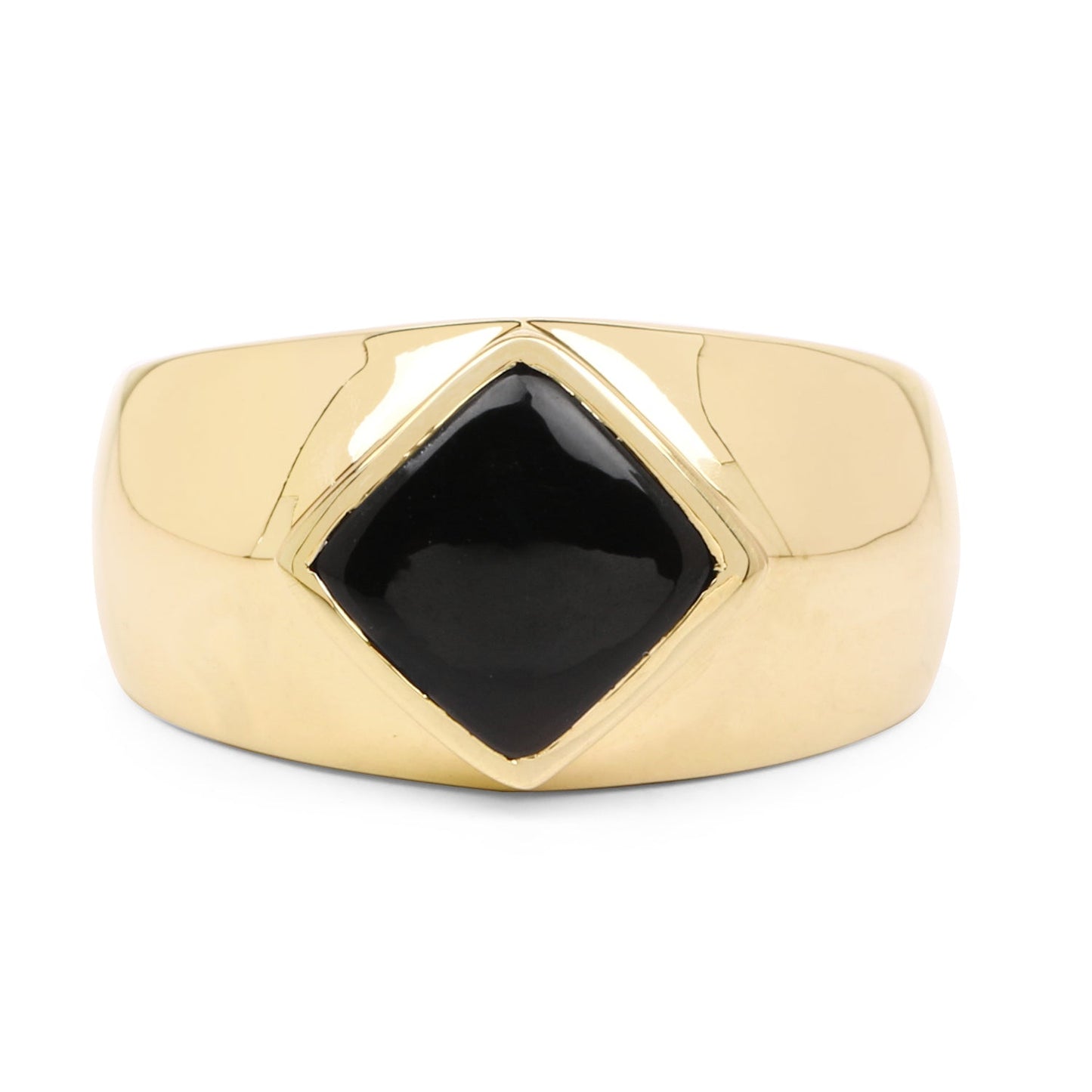 14K Yellow Gold Plated Black Onyx Cluster Ring
