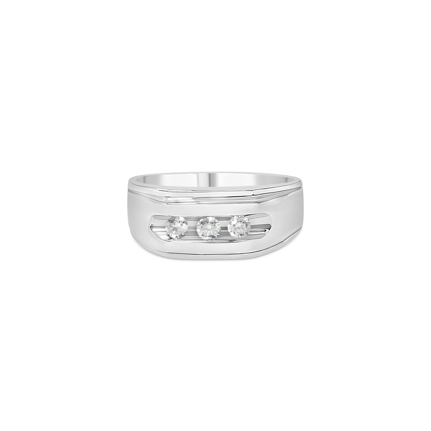 Bague en Argent Sterling .925 pour Homme avec Diamants Canalisés - Taille 10