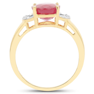 14K Yellow Gold Plated Ruby and Diamond Engagement Ring