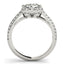 Round Diamond Floral Motif Engagement Ring in 14k White Gold