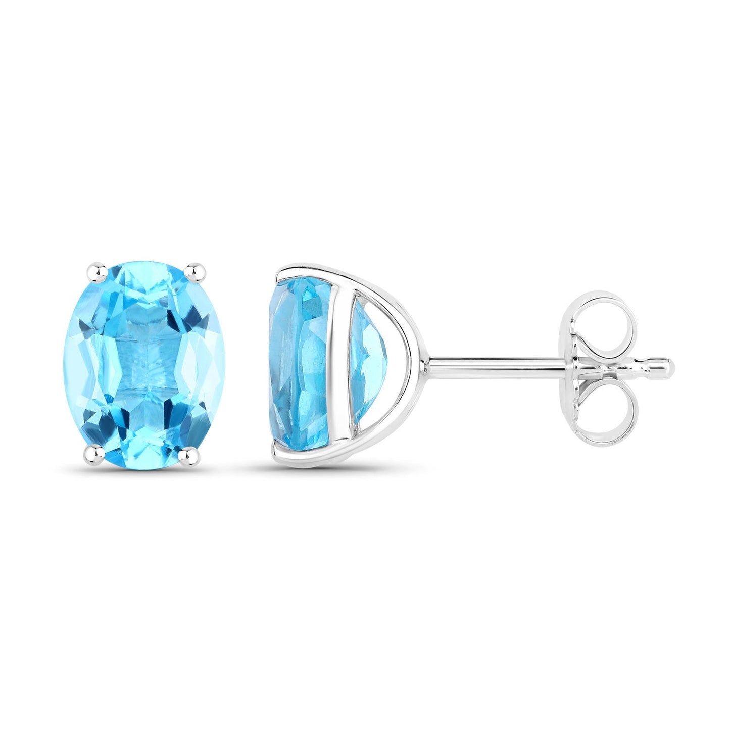 4.00 Carat Genuine Swiss Blue Topaz Sterling Silver Earrings