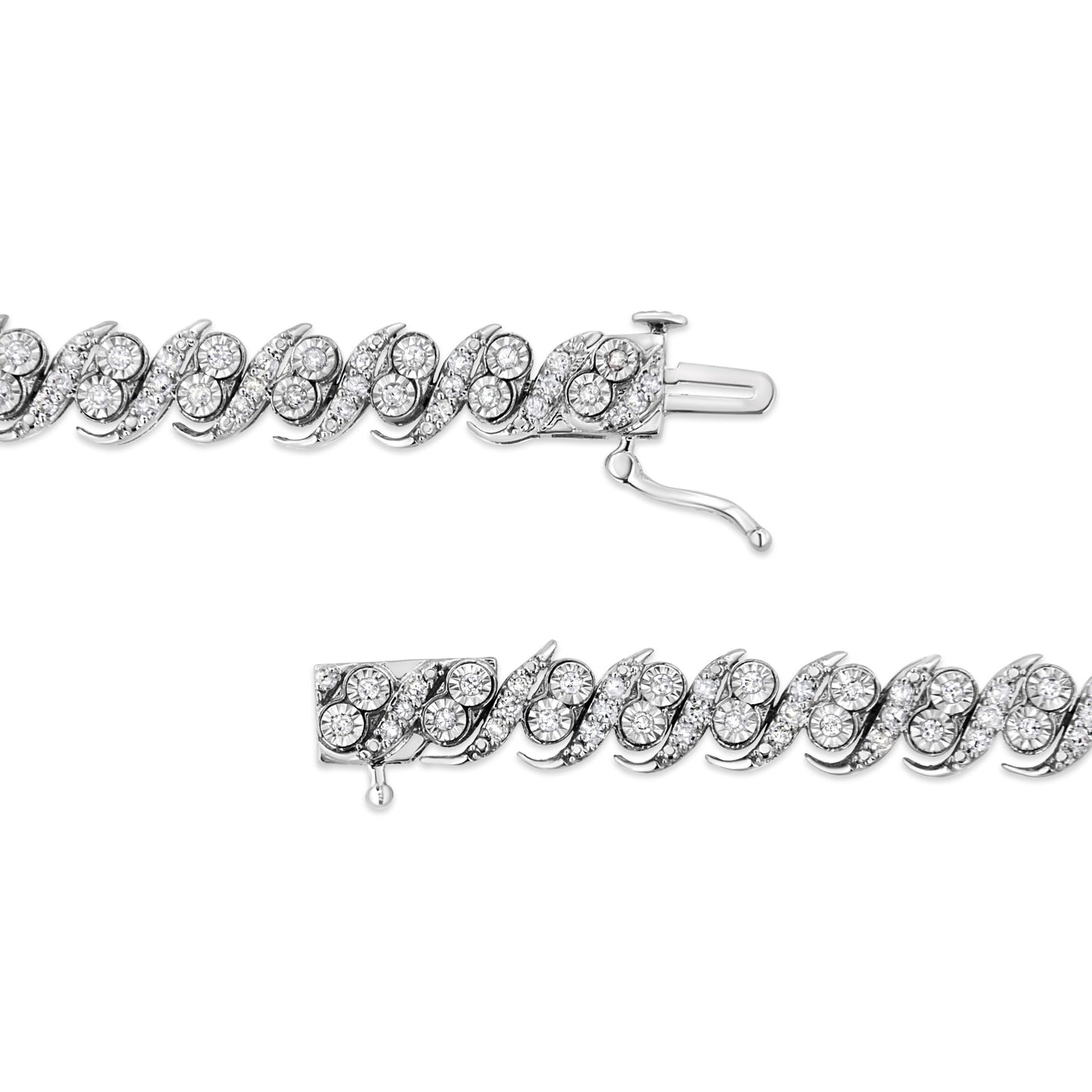 Bracelet en argent sterling .925 avec diamants taille ronde - 7,25"