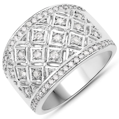 Bague de fiançailles en argent sterling avec diamant blanc véritable de 0,52 carat