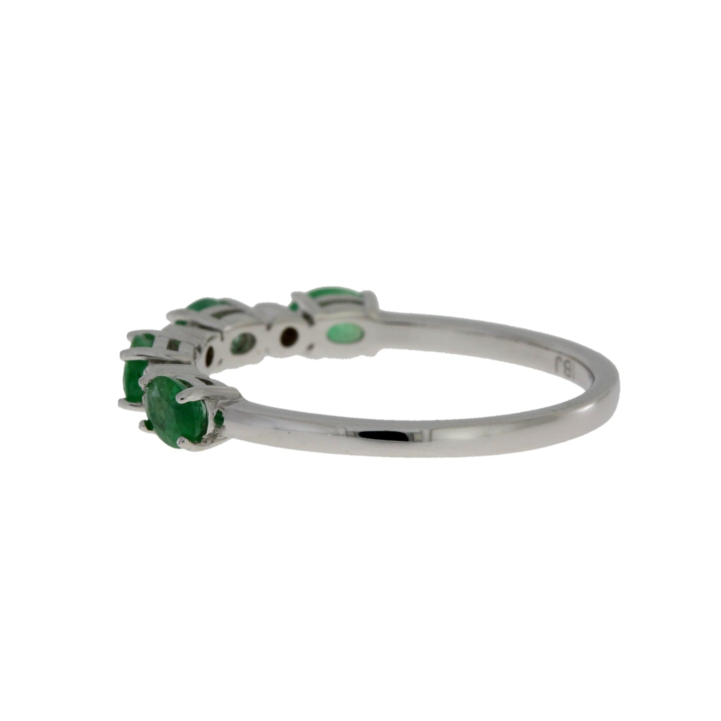 Bague de mode en émeraude et diamant en or blanc 14KT