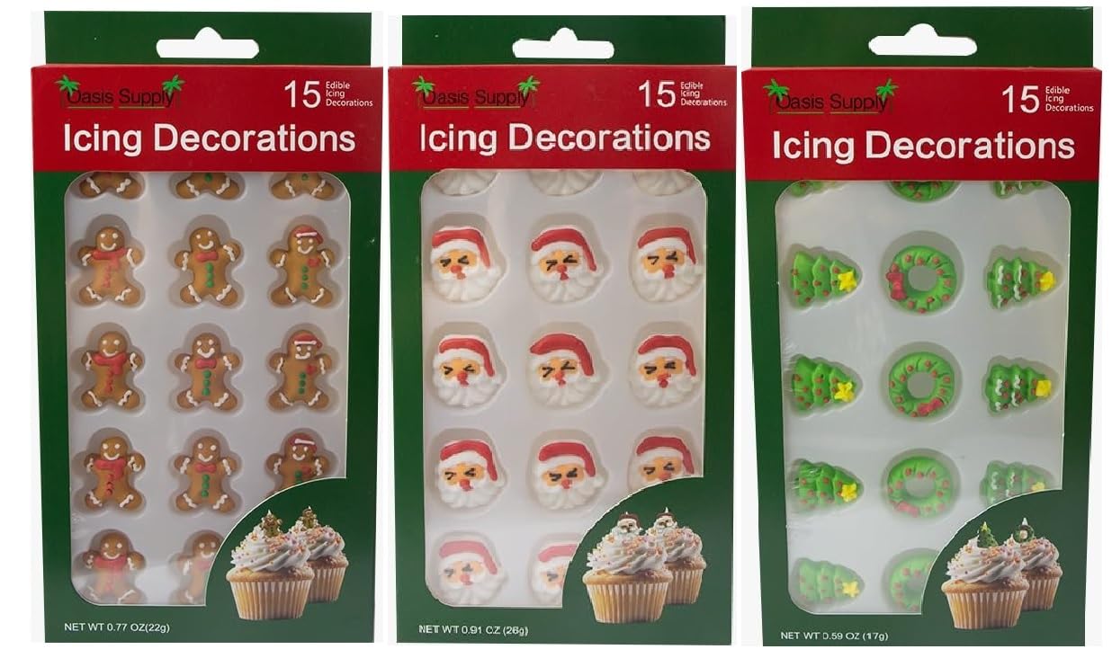 Decoraciones Comestibles para Pasteles de Navidad - 45 Piezas Festivas