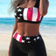 Patriotic American Flag Print Criss Cross Bikini Set