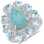 5.23 Carat Genuine Aquamarine & Diamond Sterling Silver Ring