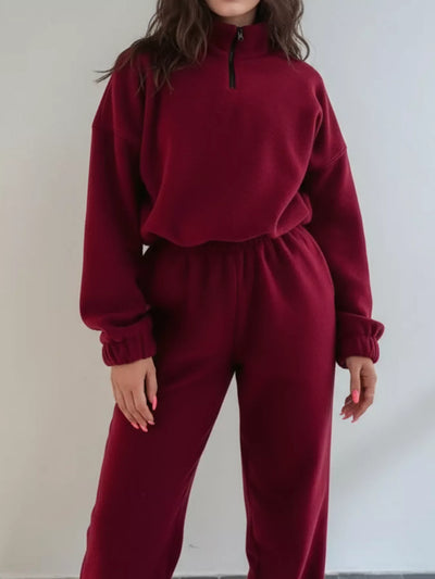 Ensemble de Sweatshirt et Pantalon à Zip Quart