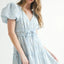 Elegant Eyelet Lace Puff Sleeve Midi Dress for Women