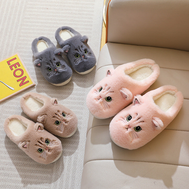 Cozy Cartoon Kitty Cotton Slippers for Couples