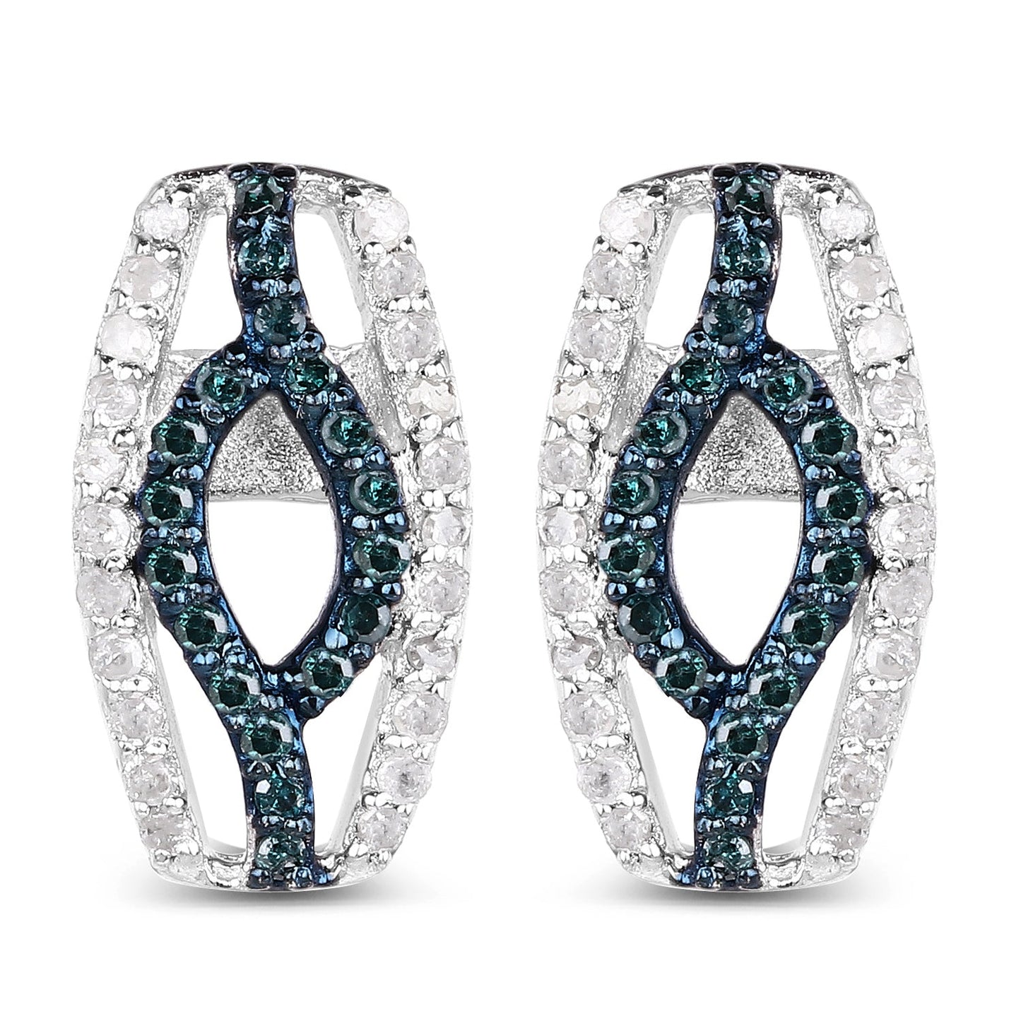 0.42 Carat Genuine Blue Diamond & White Diamond Earrings