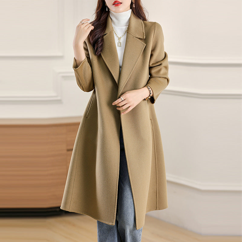 Abrigo de Lana Elegante con Cintura para Mujer