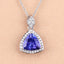1.71 Carat Genuine Tanzanite and White Diamond Pendant in 14K White Gold