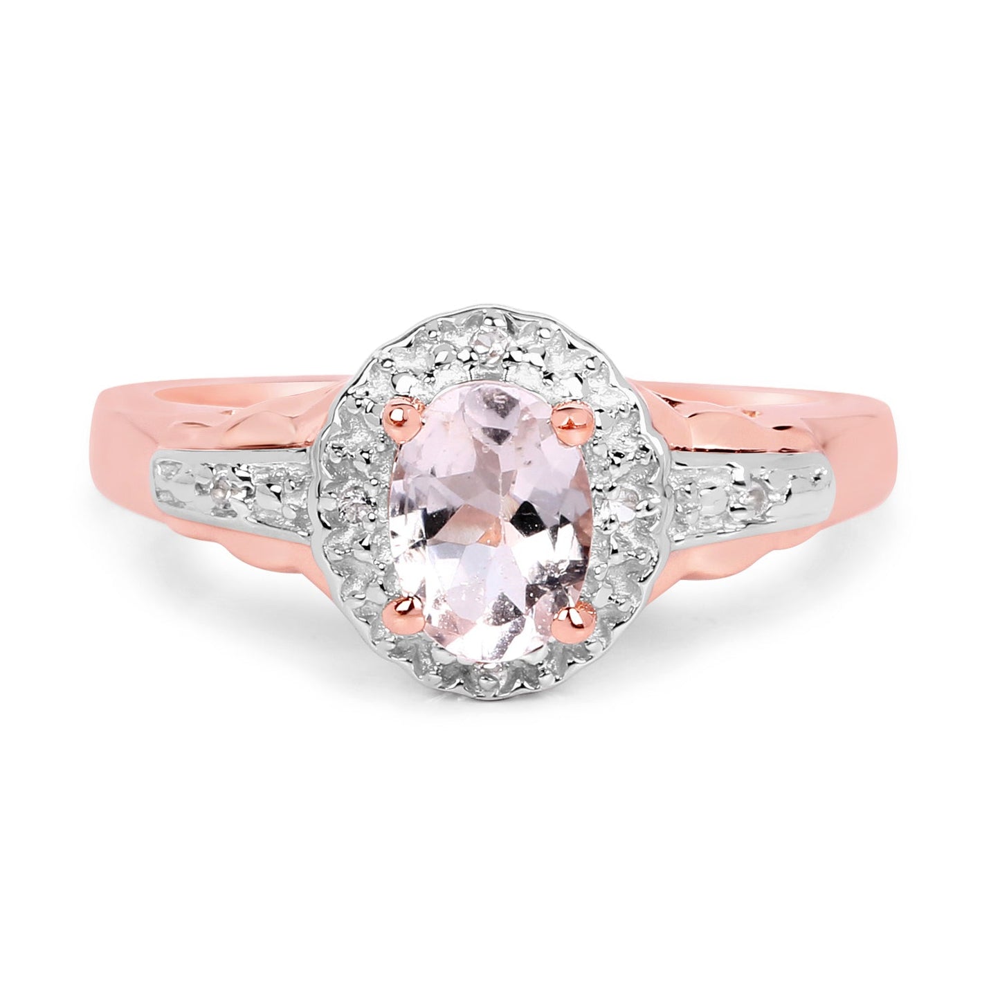 14K Rose Gold Plated Morganite & White Topaz Ring
