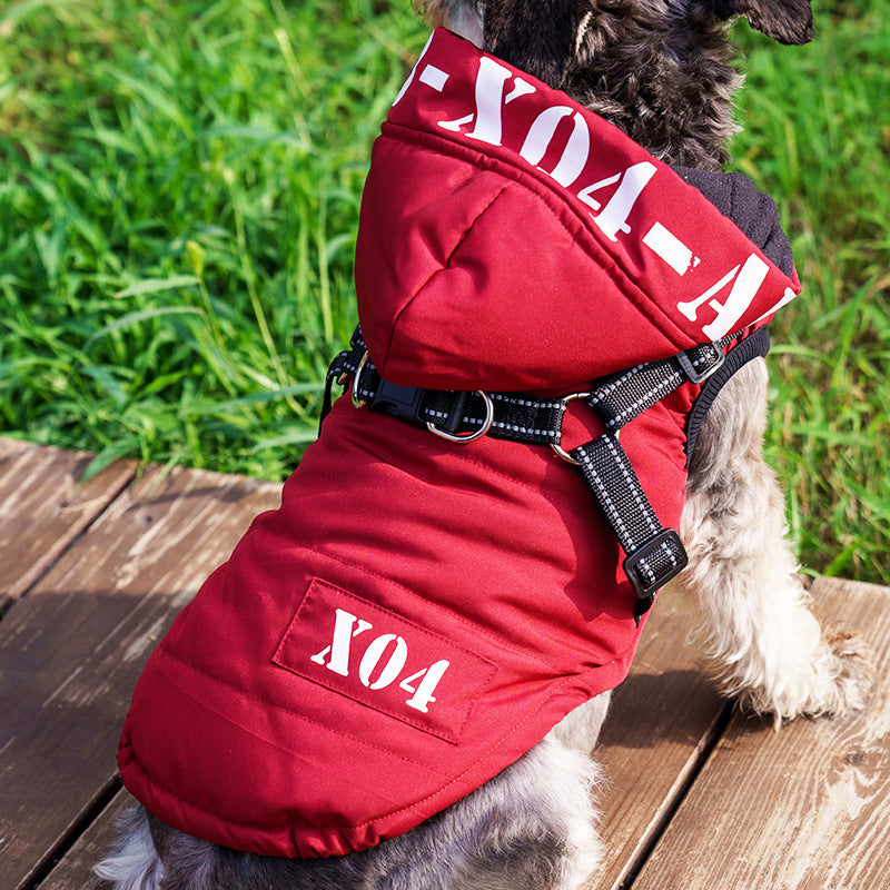 Fleece-Lined Waterproof Dog Jacket with Hood