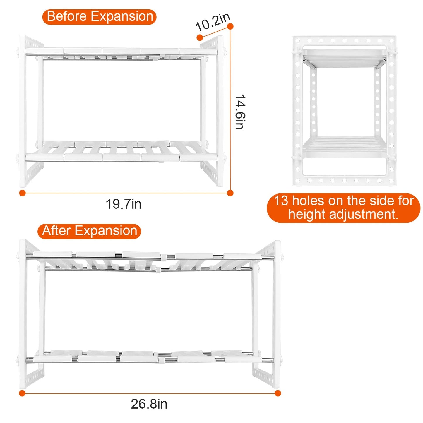 2-Tier Under Sink Organizer - Adjustable Kitchenware Storage Rack