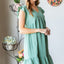 Elegant Short Sleeve V Neck Ruffled Hem Dress