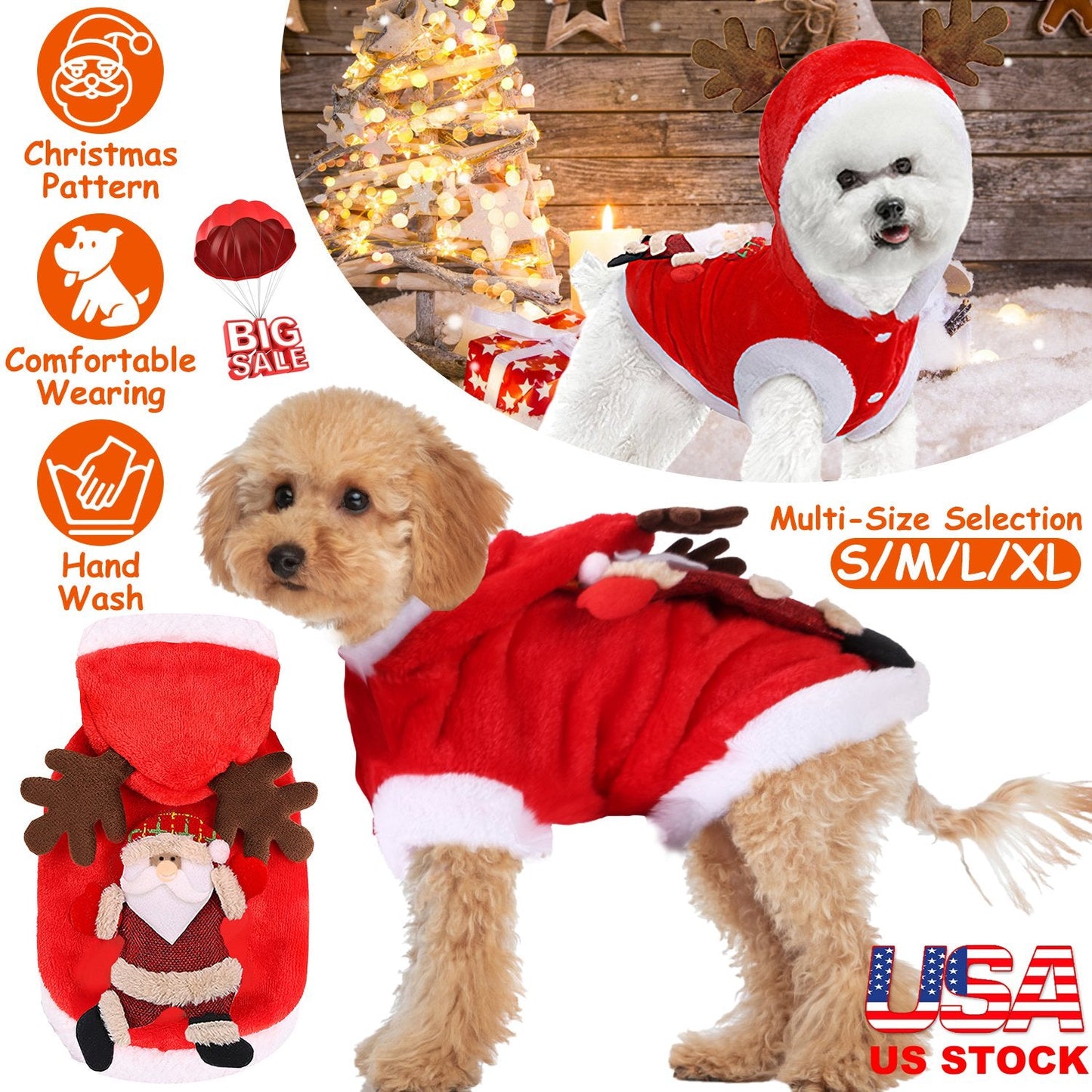 Costume de Père Noël pour animaux de compagnie GBruno pour Noël