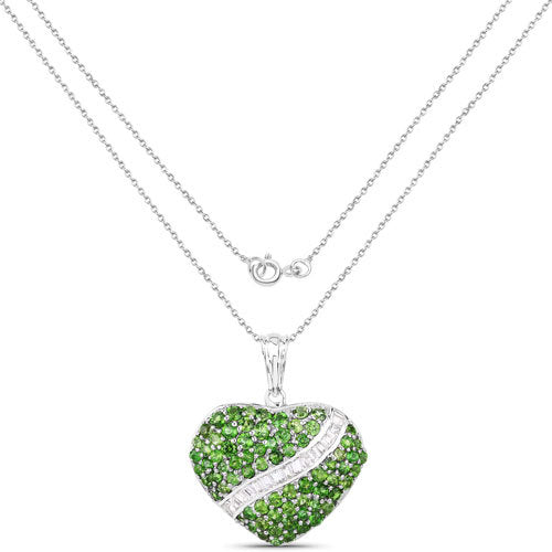 Pendentif en chrome diopside et topaze blanche de 4,51 carats
