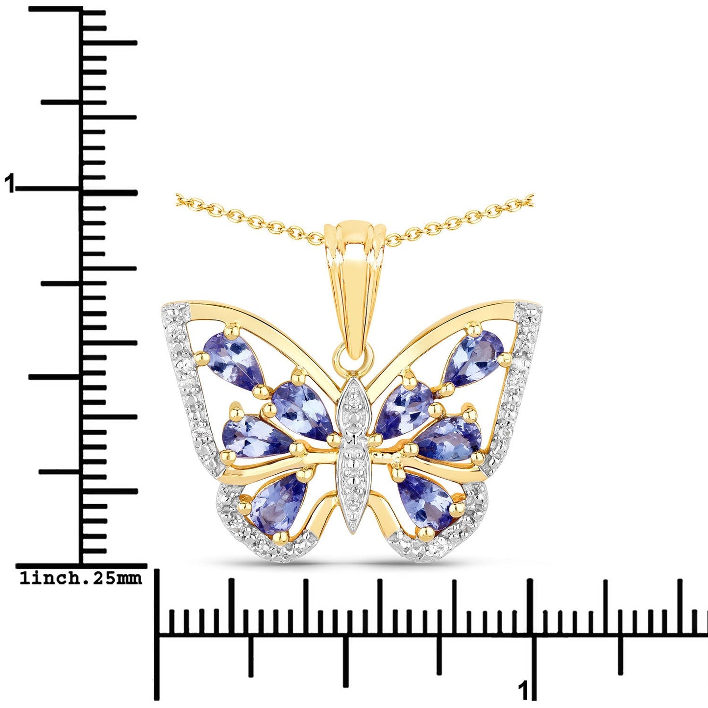 1.75 Carat Genuine Tanzanite & White Zircon Pendant in Sterling Silver