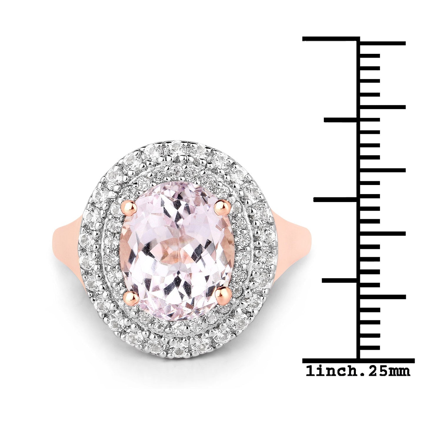 5.48 Carat Kunzite and White Topaz Sterling Silver Engagement Ring
