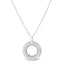 Collar de Pendiente de Doble Círculo de Plata Esterlina .925 con Acentos de Diamante