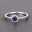 0.38 Carat Blue Sapphire and Diamond 14K White Gold Engagement Ring