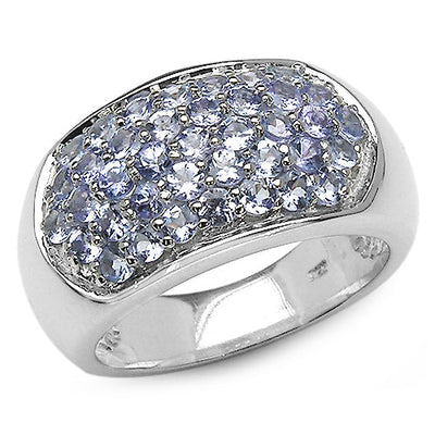 Bague de fiançailles en argent sterling avec tanzanite véritable de 1,37 carat