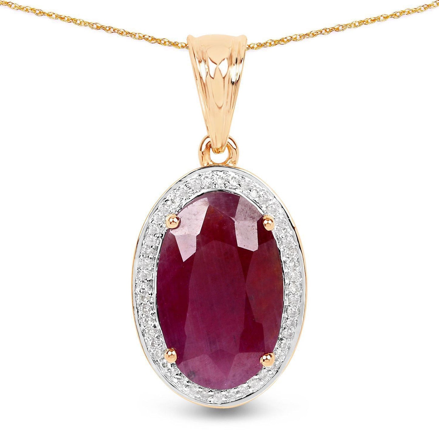 6.40 Carat Ruby and Diamond 14K Yellow Gold Pendant