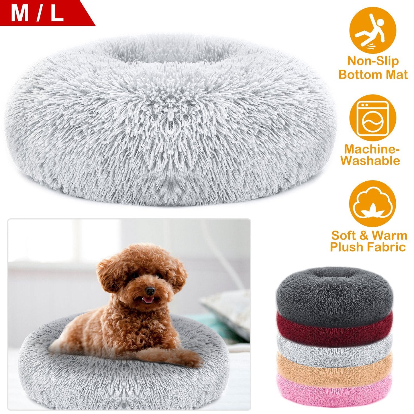Lit pour chien en forme de coussin douillet pour petits et moyens animaux de compagnie