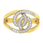 14K Yellow Gold Plated Sterling Silver Interlocking Loop Diamond Ring - Size 7