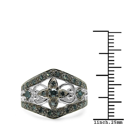 Anillo de Compromiso de Plata Esterlina con Diamante Azul Genuino de 0.47 Quilates