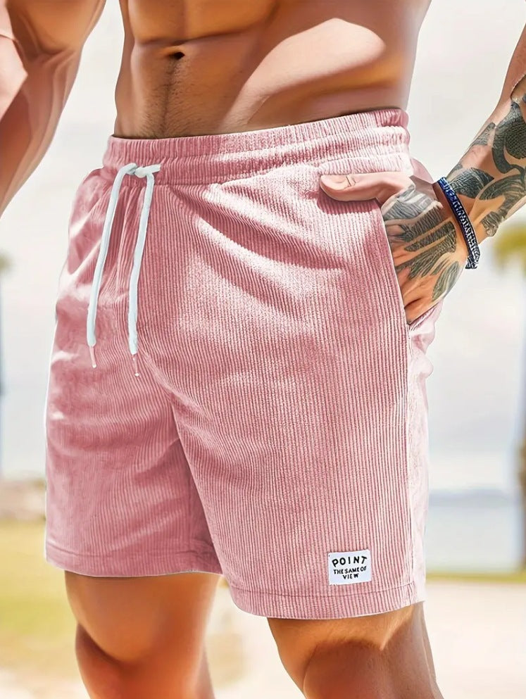 Lace-up Drawstring Corduroy Jogger Shorts for Men