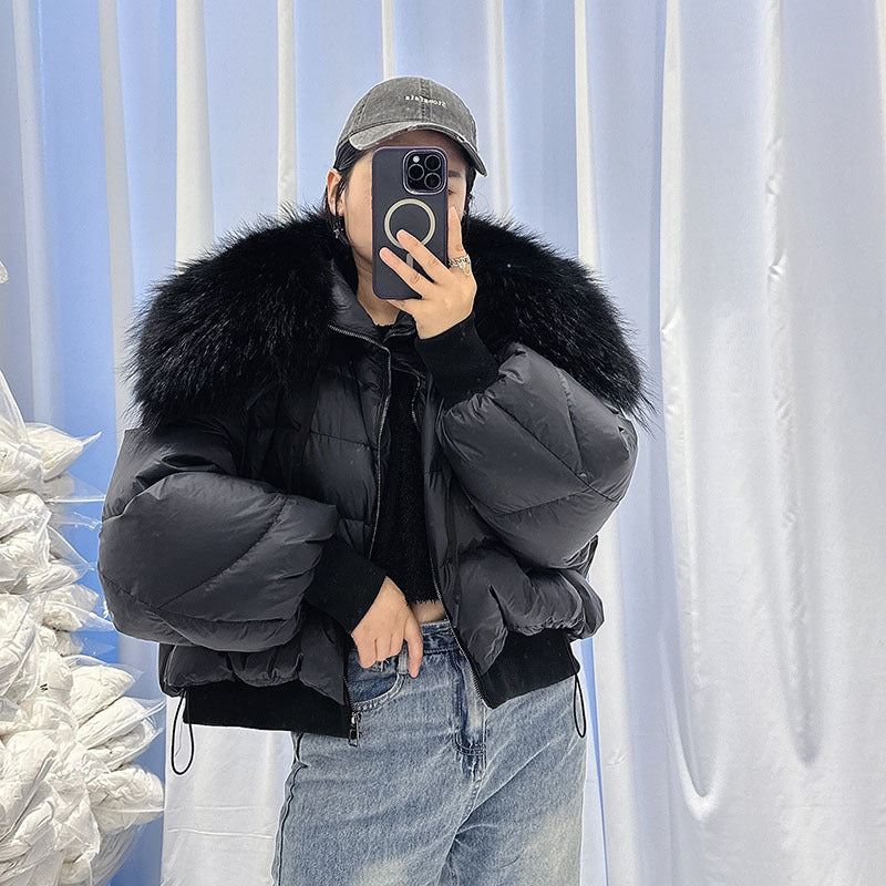 Women's Premium Down Jacket with Fur Trim