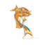 Elegante broche de pez de oro amarillo de 18 quilates con diamantes y zafiros
