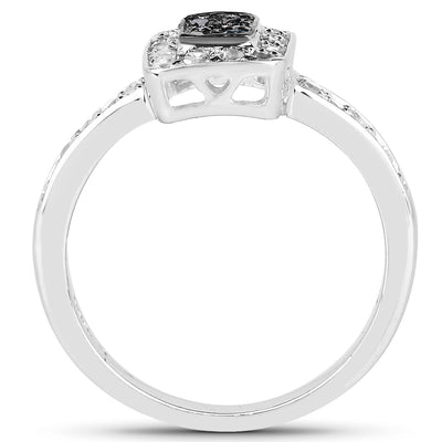 Bague de fiançailles en argent sterling avec diamants bleus et blancs de 0,36 carat
