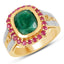 14K Yellow Gold Plated Emerald and Ruby Cocktail Ring
