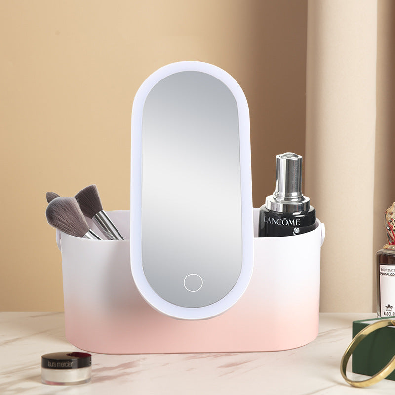 Portable LED Makeup Mirror with Storage Box