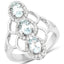 Bague en argent sterling avec aquamarine véritable de 1,54 carat et zircon blanc