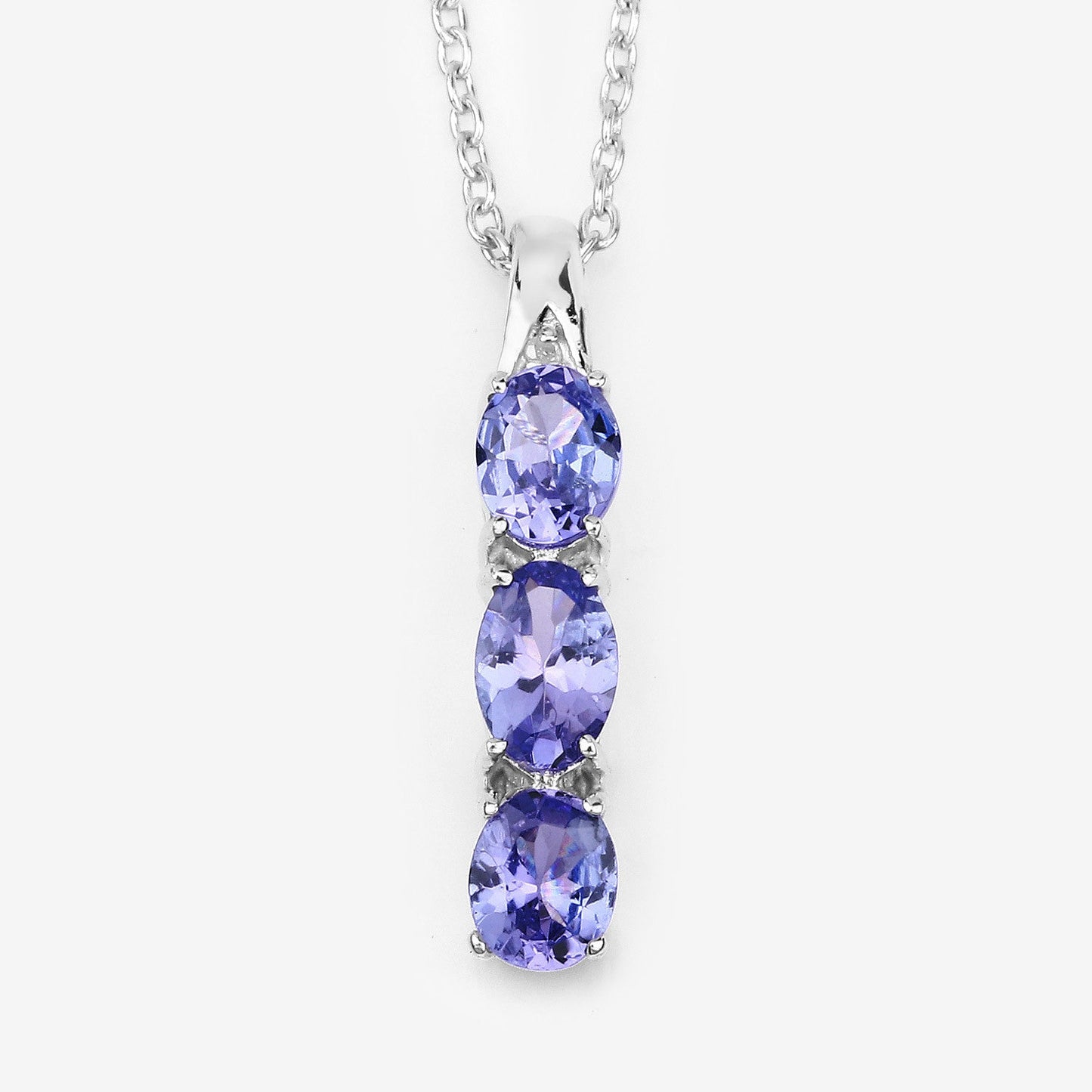 1.11 Carat Genuine Tanzanite & Diamond Pendant in Sterling Silver